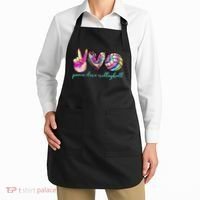 funny Peace Love Volleyball Player Tie Dye Style Apron thumb 2