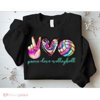 funny Peace Love Volleyball Player Tie Dye Style Sweatshirt thumb 2