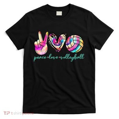 funny Peace Love Volleyball Player Tie Dye Style T-Shirt