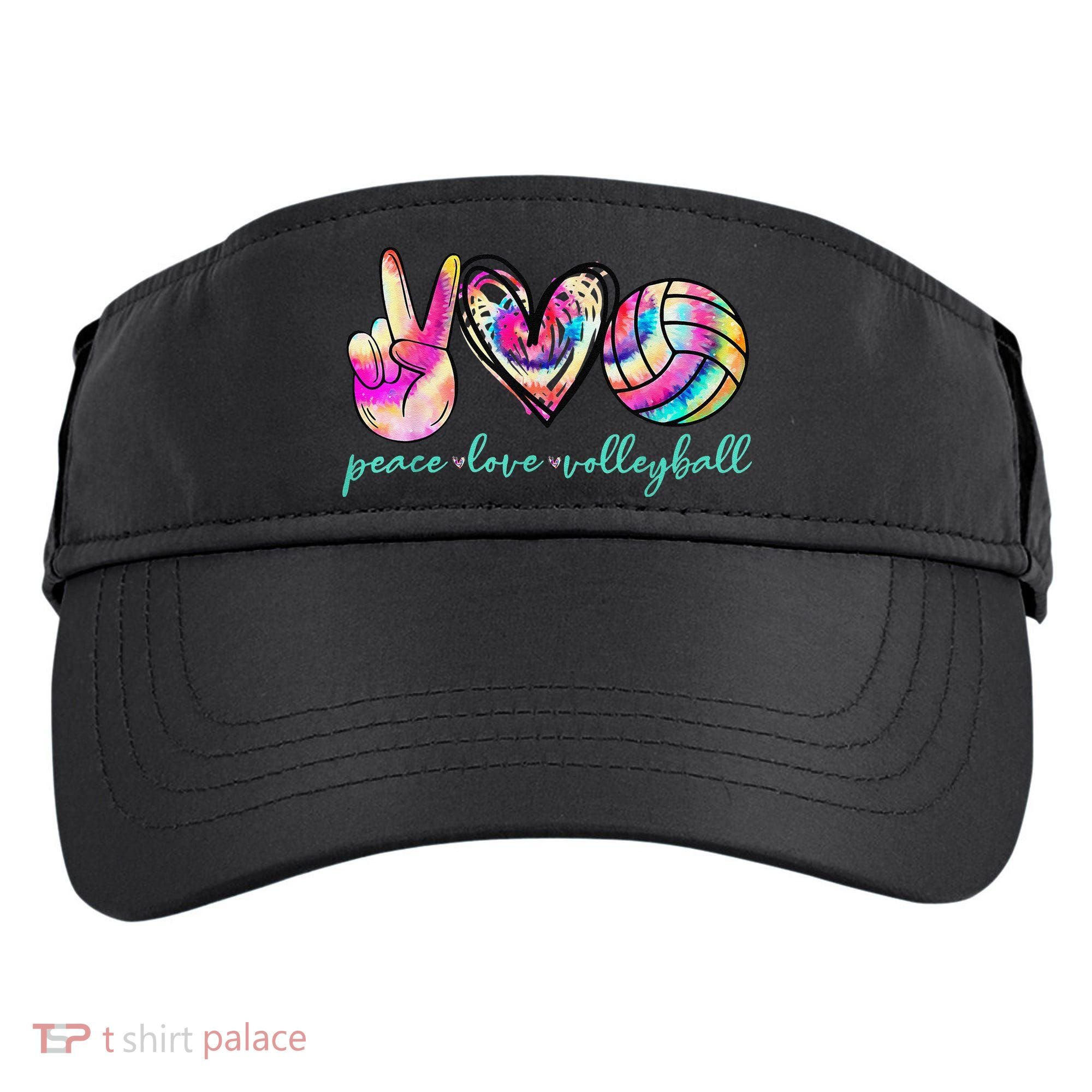 funny Peace Love Volleyball Player Tie Dye Style Adult Drive Performance Visor