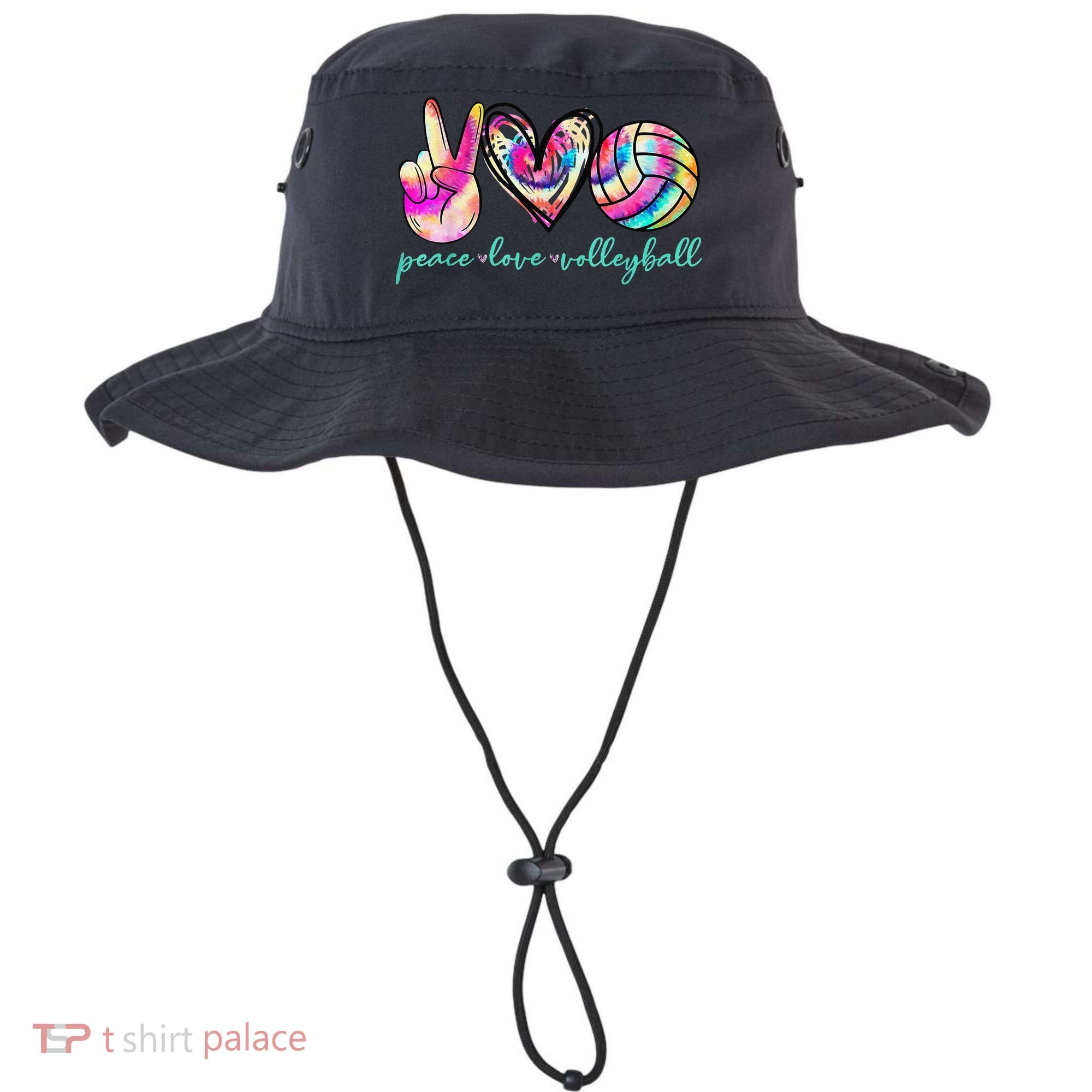 funny Peace Love Volleyball Player Tie Dye Style Bucket Hat