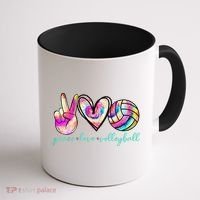 funny Peace Love Volleyball Player Tie Dye Style Coffee Mug thumb 1