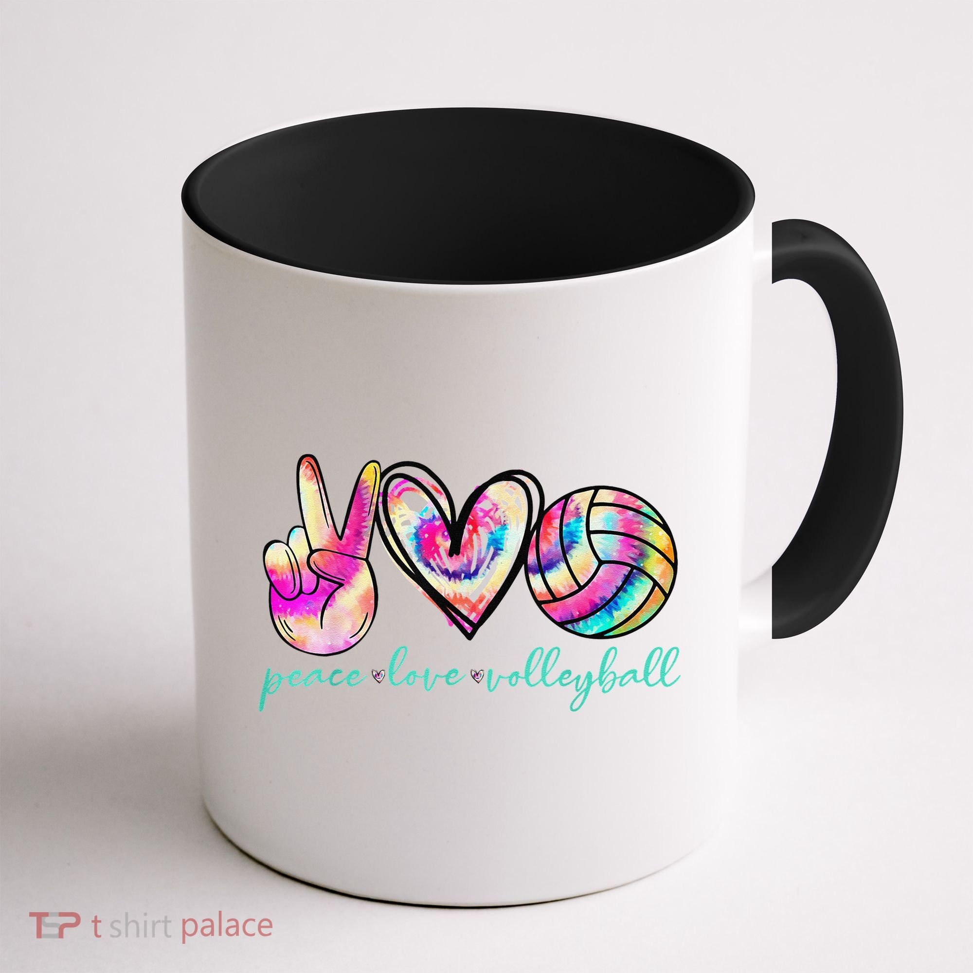 funny Peace Love Volleyball Player Tie Dye Style Coffee Mug