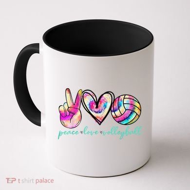 funny Peace Love Volleyball Player Tie Dye Style Coffee Mug
