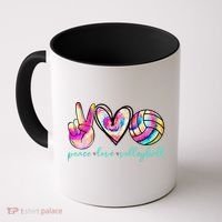 funny Peace Love Volleyball Player Tie Dye Style Coffee Mug thumb 0