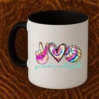 funny Peace Love Volleyball Player Tie Dye Style Coffee Mug thumb 2