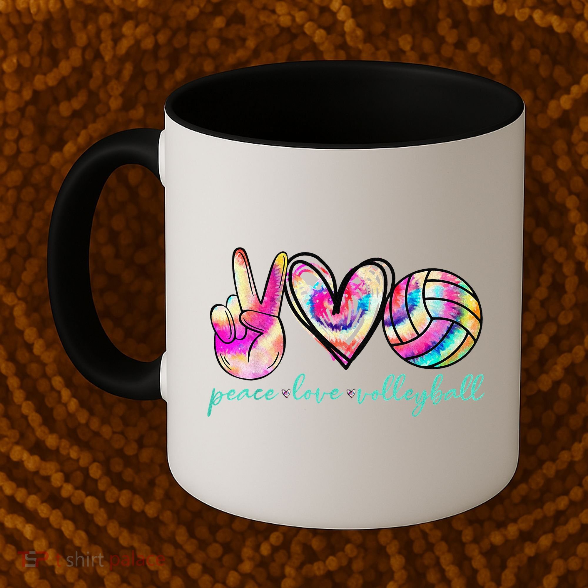 funny Peace Love Volleyball Player Tie Dye Style Coffee Mug
