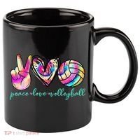 funny Peace Love Volleyball Player Tie Dye Style 11oz C Handle Ceramic Mug thumb 0