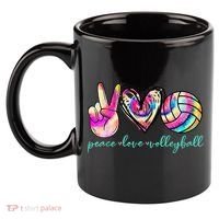 funny Peace Love Volleyball Player Tie Dye Style 11oz C Handle Ceramic Mug thumb 2