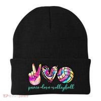 funny Peace Love Volleyball Player Tie Dye Style Beanie thumb 0
