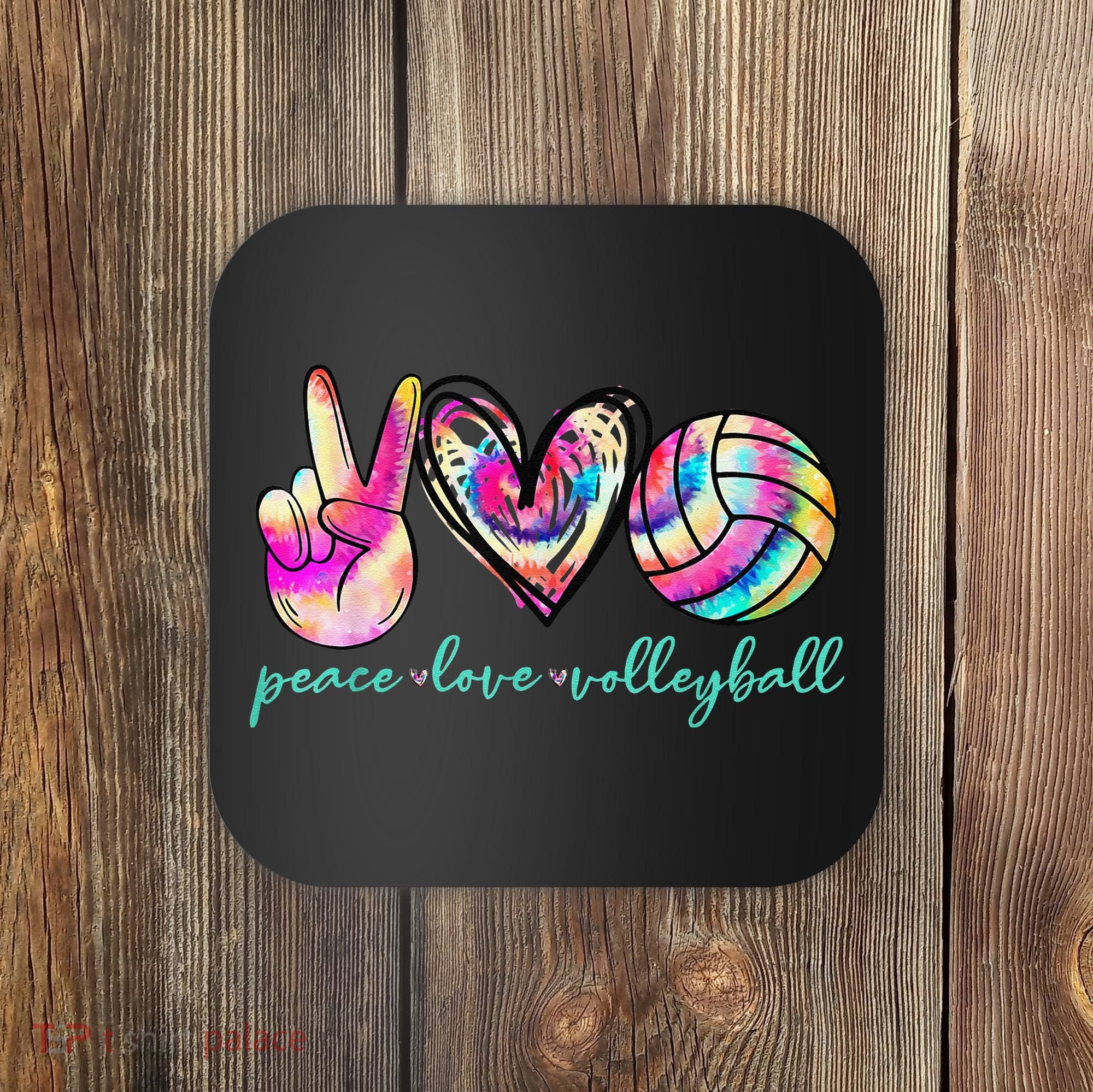 funny Peace Love Volleyball Player Tie Dye Style Coaster