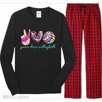 funny Peace Love Volleyball Player Tie Dye Style Long Sleeve Pajama Set thumb 0