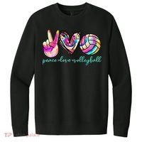funny Peace Love Volleyball Player Tie Dye Style V.I.T. Fleece Crew Sweatshirt thumb 0