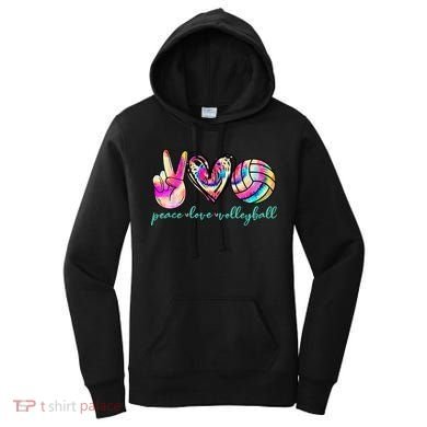 funny Peace Love Volleyball Player Tie Dye Style Women's Hoodie