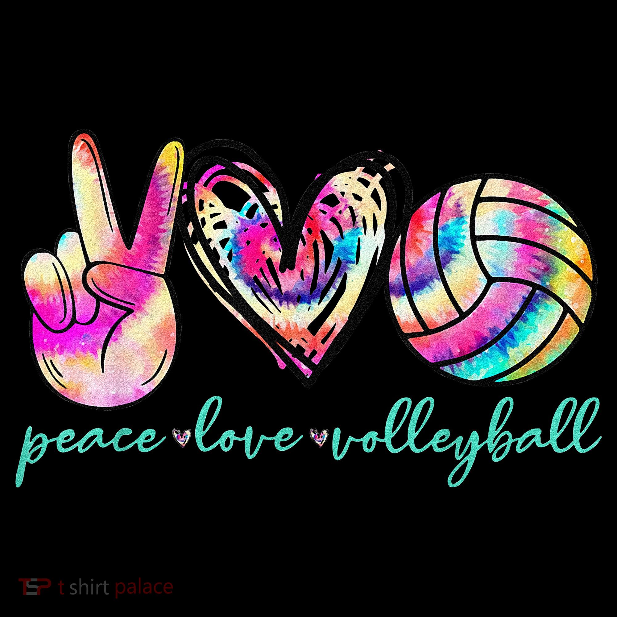 funny Peace Love Volleyball Player Tie Dye Style Women's Hoodie
