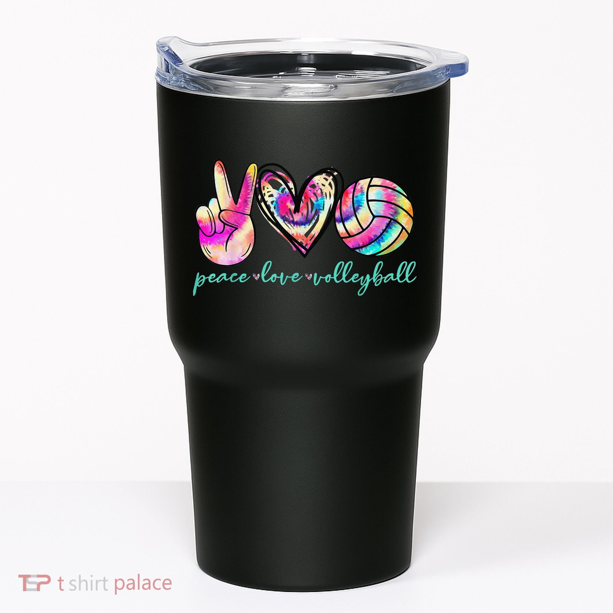 funny Peace Love Volleyball Player Tie Dye Style Tumbler