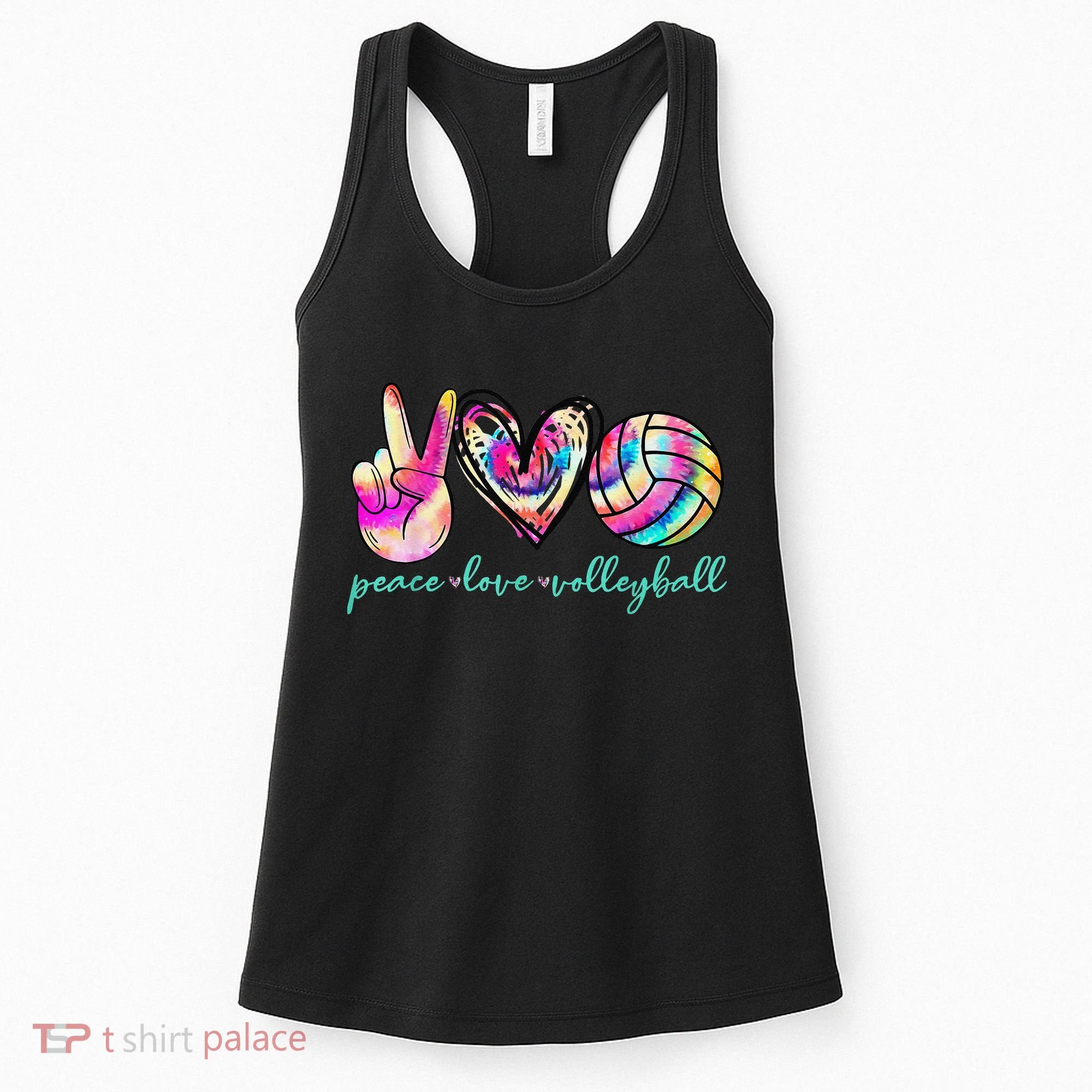 funny Peace Love Volleyball Player Tie Dye Style Women's Tank Top