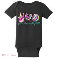 funny Peace Love Volleyball Player Tie Dye Style Baby Bodysuit thumb 0