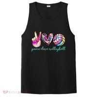 funny Peace Love Volleyball Player Tie Dye Style PosiCharge Competitor Tank thumb 0