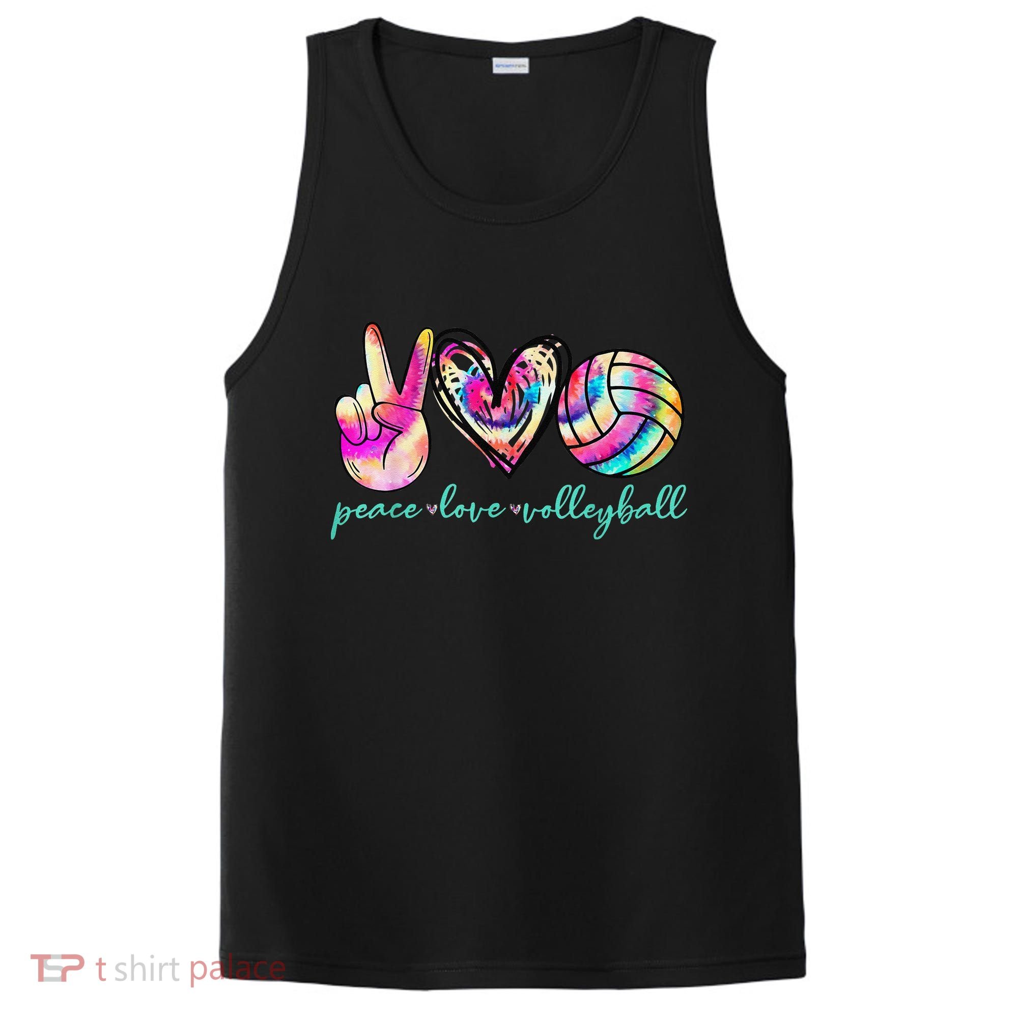 funny Peace Love Volleyball Player Tie Dye Style PosiCharge Competitor Tank
