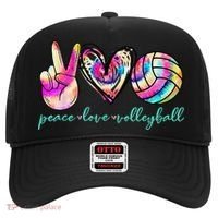 funny Peace Love Volleyball Player Tie Dye Style Hat thumb 0