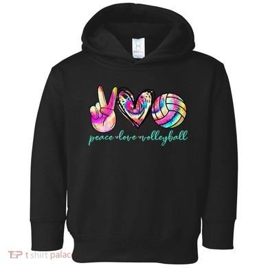 funny Peace Love Volleyball Player Tie Dye Style Toddler Hoodie