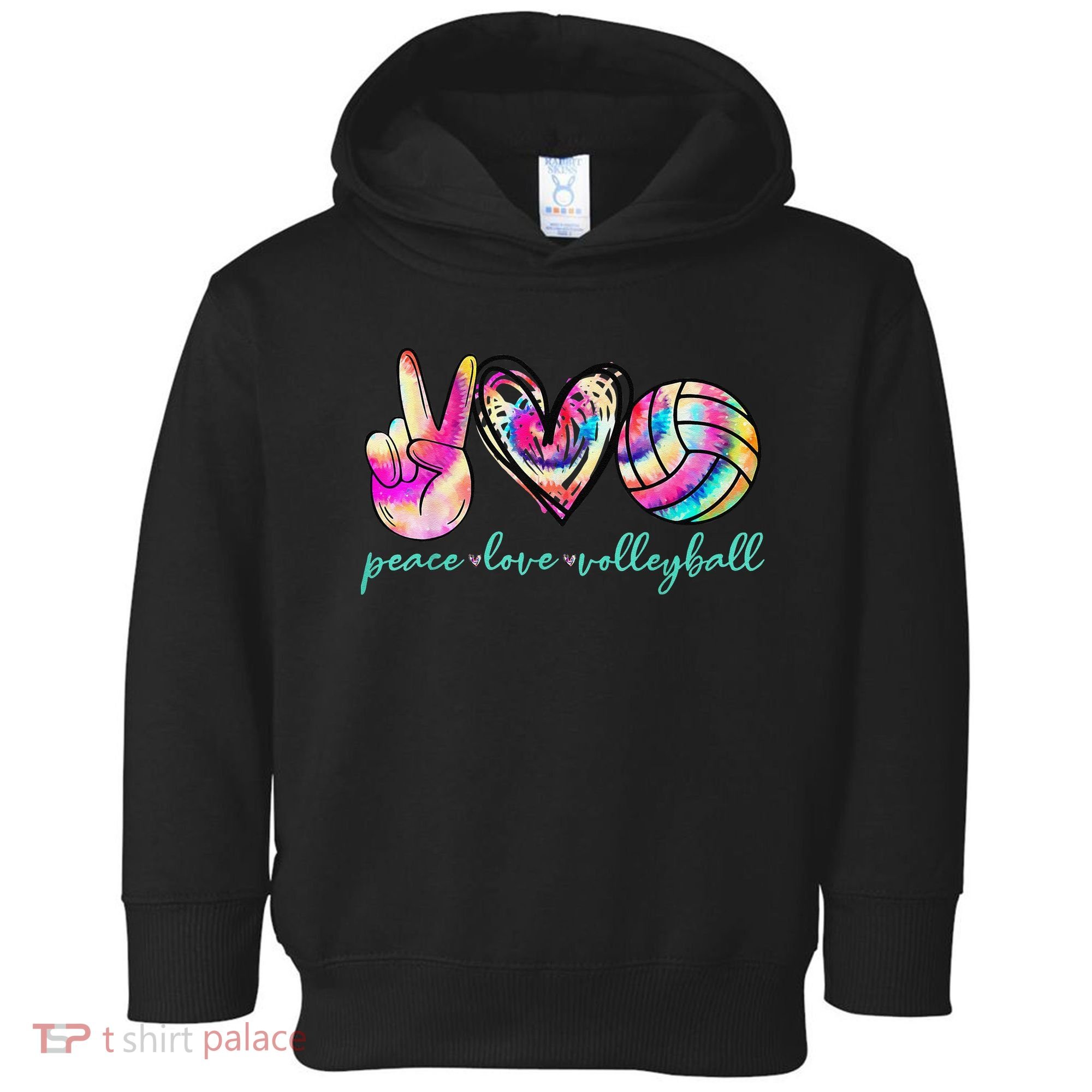 funny Peace Love Volleyball Player Tie Dye Style Toddler Hoodie