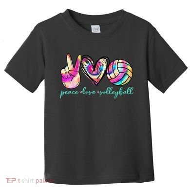 funny Peace Love Volleyball Player Tie Dye Style Toddler T-Shirt