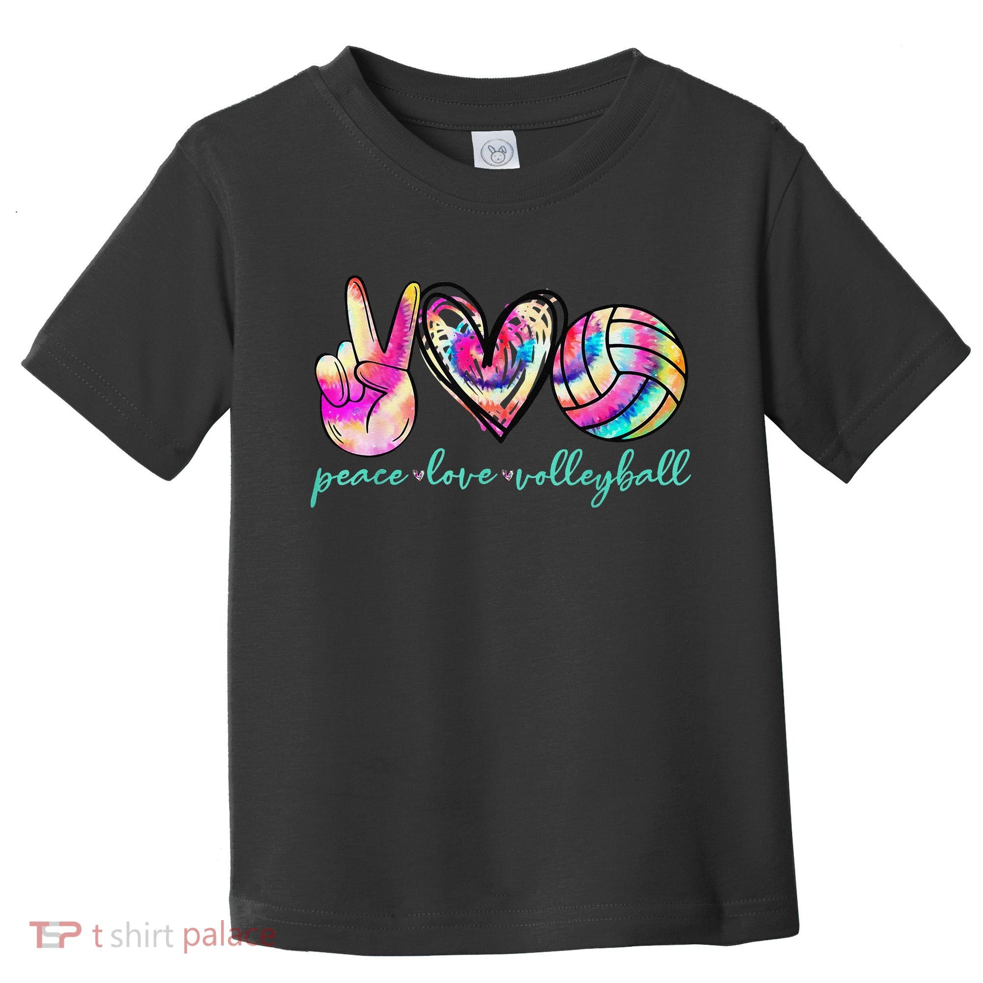funny Peace Love Volleyball Player Tie Dye Style Toddler T-Shirt