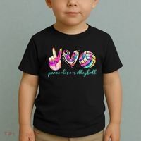 funny Peace Love Volleyball Player Tie Dye Style Toddler T-Shirt thumb 2