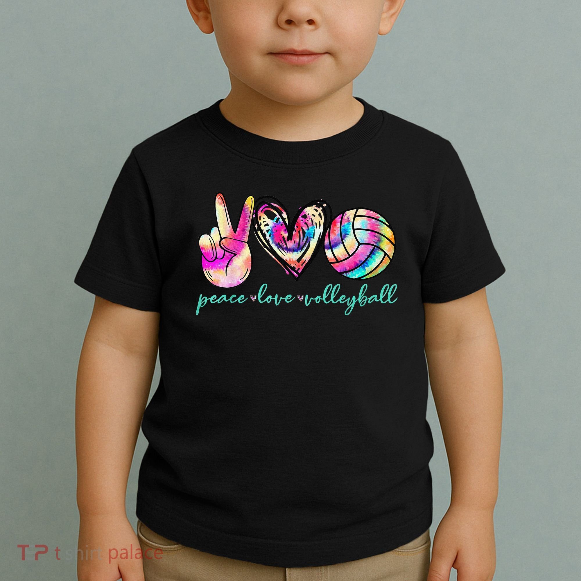 funny Peace Love Volleyball Player Tie Dye Style Toddler T-Shirt