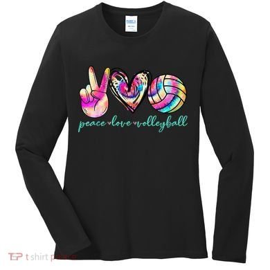 funny Peace Love Volleyball Player Tie Dye Style Women's Long Sleeve Shirt