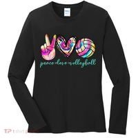 funny Peace Love Volleyball Player Tie Dye Style Women's Long Sleeve Shirt thumb 0