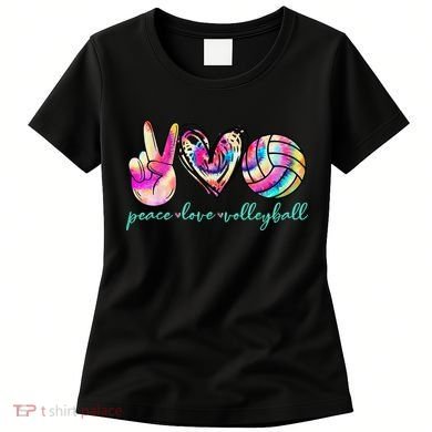 funny Peace Love Volleyball Player Tie Dye Style Women's T-Shirt