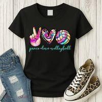 funny Peace Love Volleyball Player Tie Dye Style Women's T-Shirt thumb 3