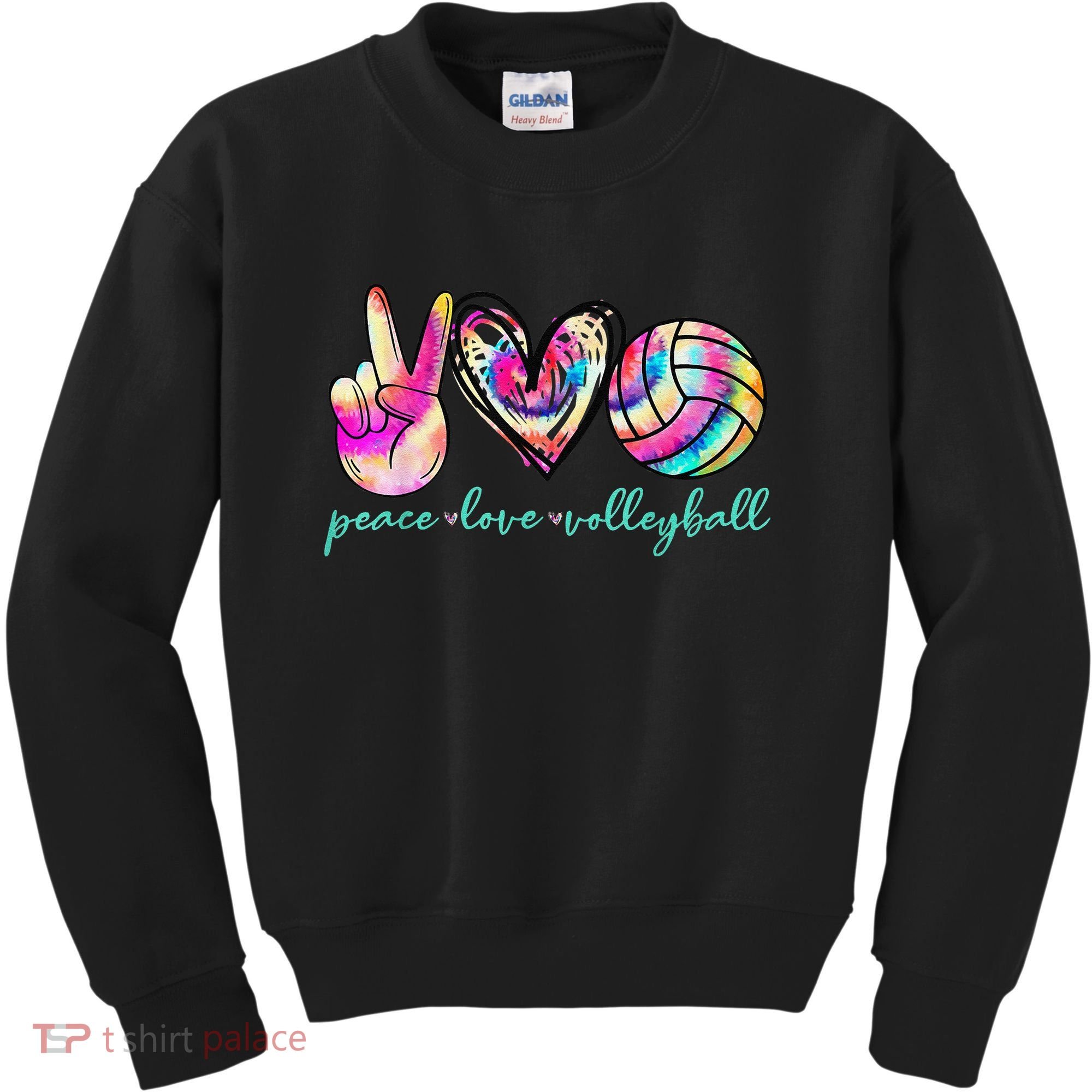 funny Peace Love Volleyball Player Tie Dye Style Kids Sweatshirt