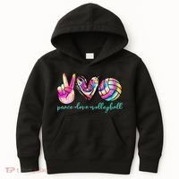 funny Peace Love Volleyball Player Tie Dye Style Kids Hoodie thumb 0