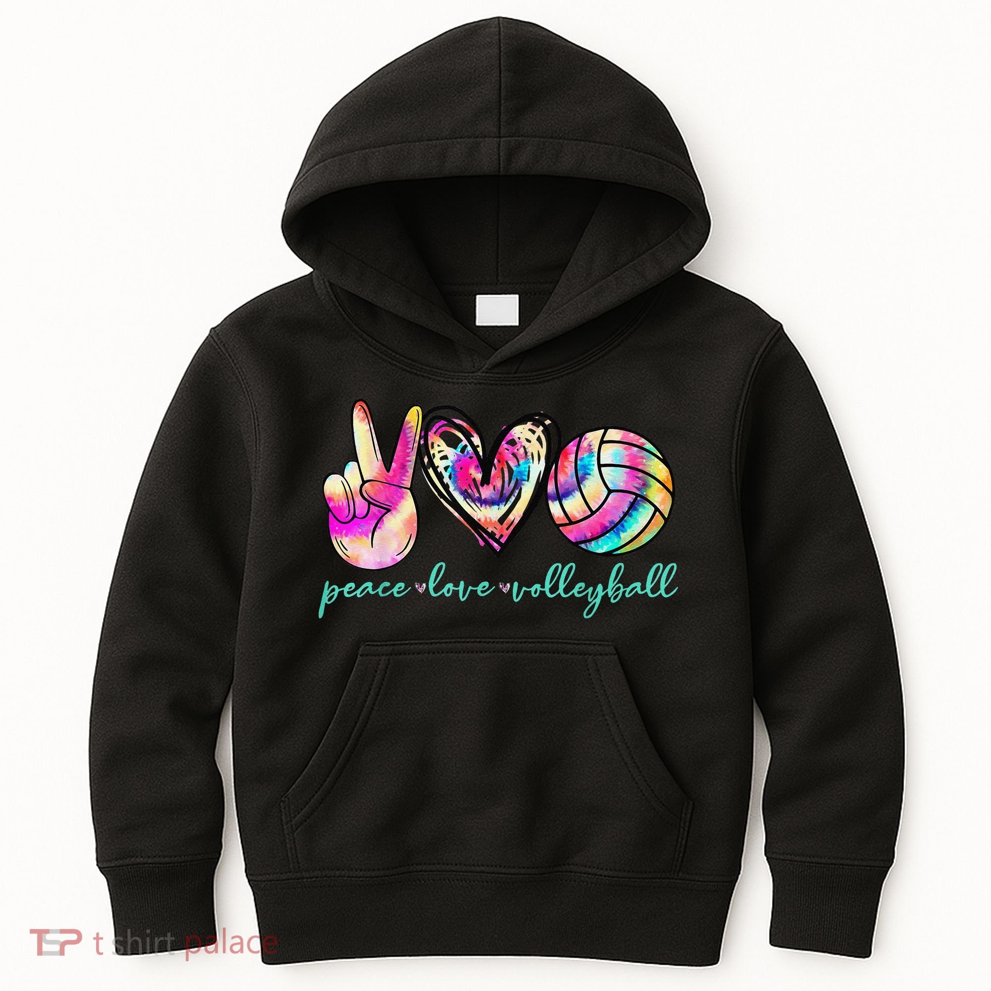 funny Peace Love Volleyball Player Tie Dye Style Kids Hoodie