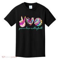 funny Peace Love Volleyball Player Tie Dye Style Kids T-Shirt thumb 0