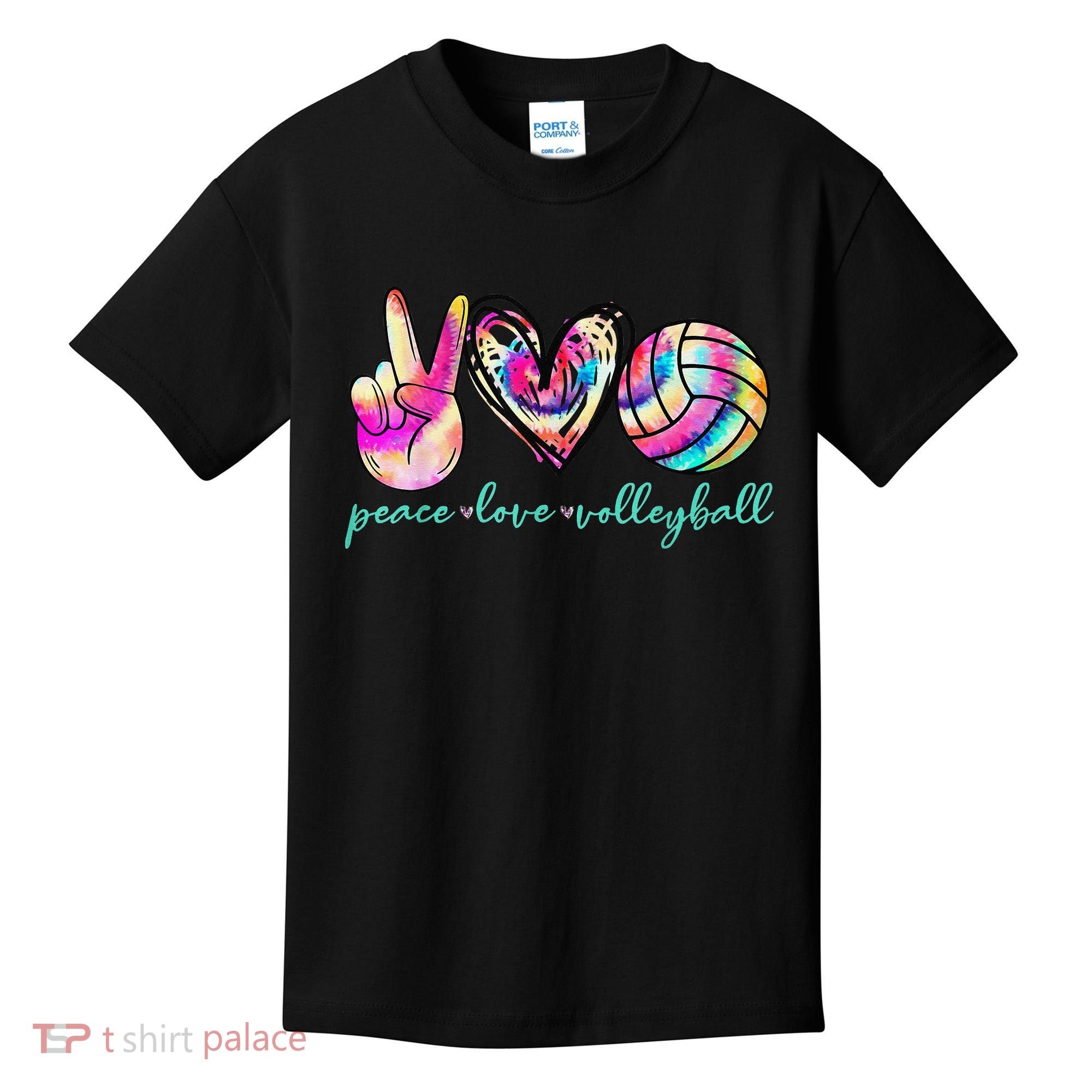 funny Peace Love Volleyball Player Tie Dye Style Kids T-Shirt