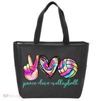 funny Peace Love Volleyball Player Tie Dye Style Tote Bag thumb 0