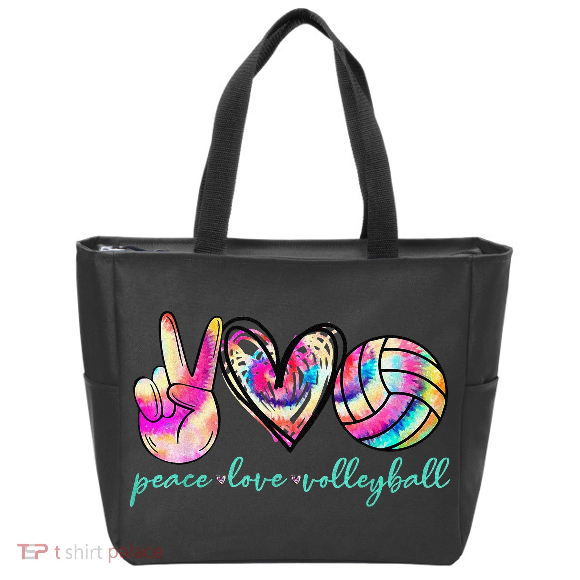 funny Peace Love Volleyball Player Tie Dye Style Tote Bag