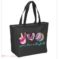 funny Peace Love Volleyball Player Tie Dye Style Tote Bag thumb 2