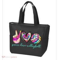 funny Peace Love Volleyball Player Tie Dye Style Tote Bag thumb 3