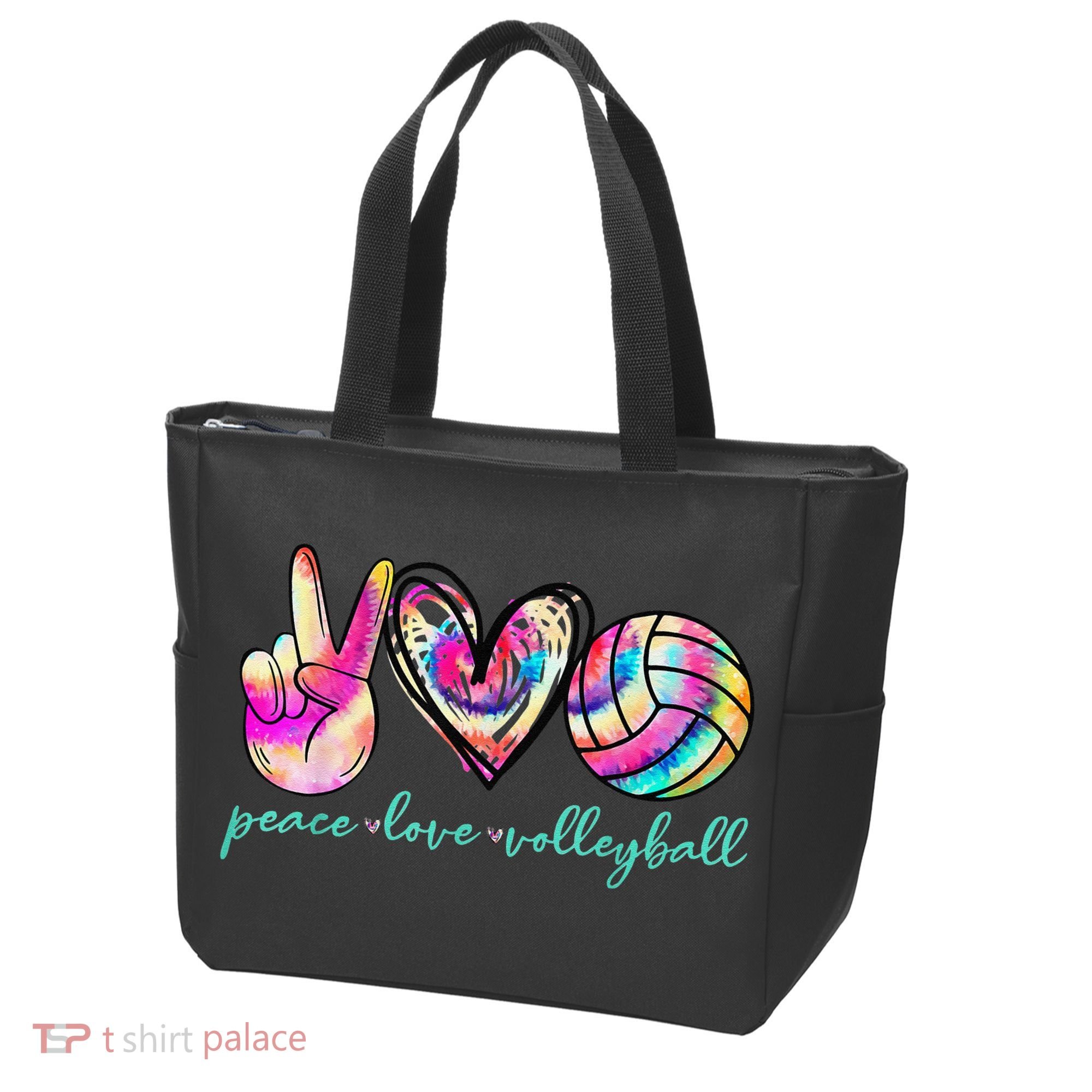funny Peace Love Volleyball Player Tie Dye Style Tote Bag