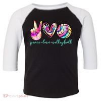 funny Peace Love Volleyball Player Tie Dye Style Toddler Fine Jersey T-Shirt thumb 0