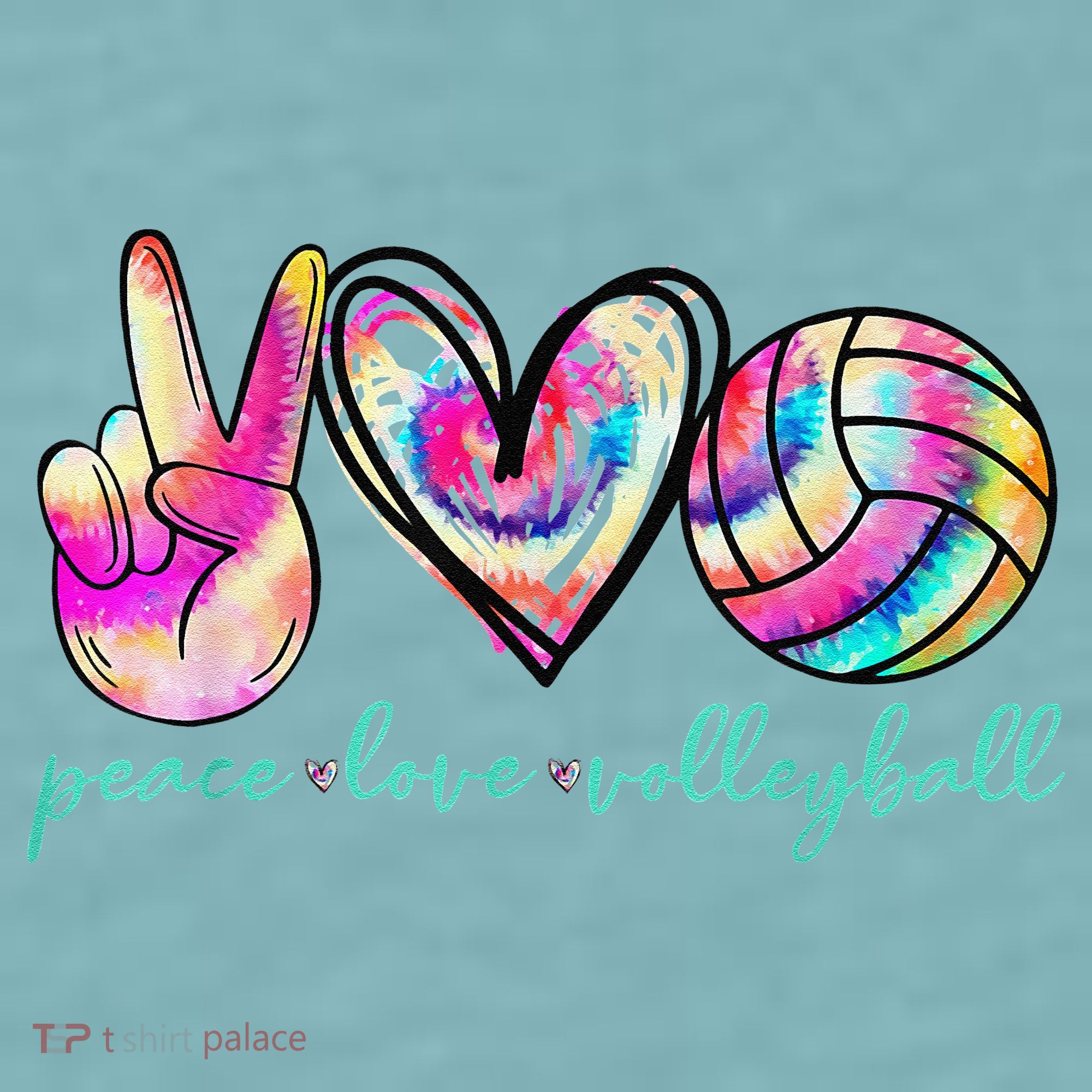 funny Peace Love Volleyball Player Tie Dye Style Sueded Cloud Jersey T-Shirt