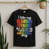 Funny Pride LGBT Ally Gift Bourbon Straight Friends Premium T-Shirt thumb 2