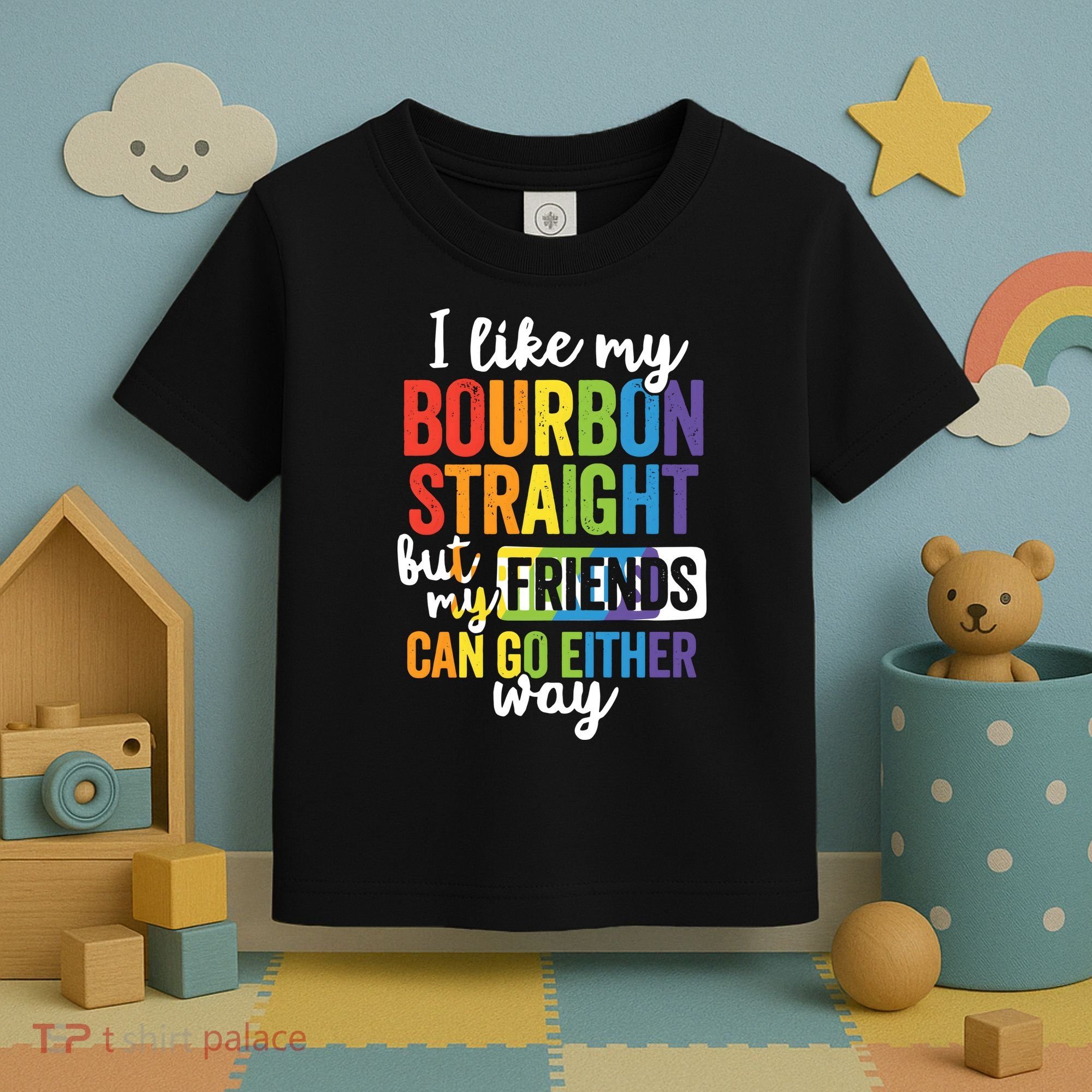 Funny Pride LGBT Ally Gift Bourbon Straight Friends Premium Toddler T-Shirt