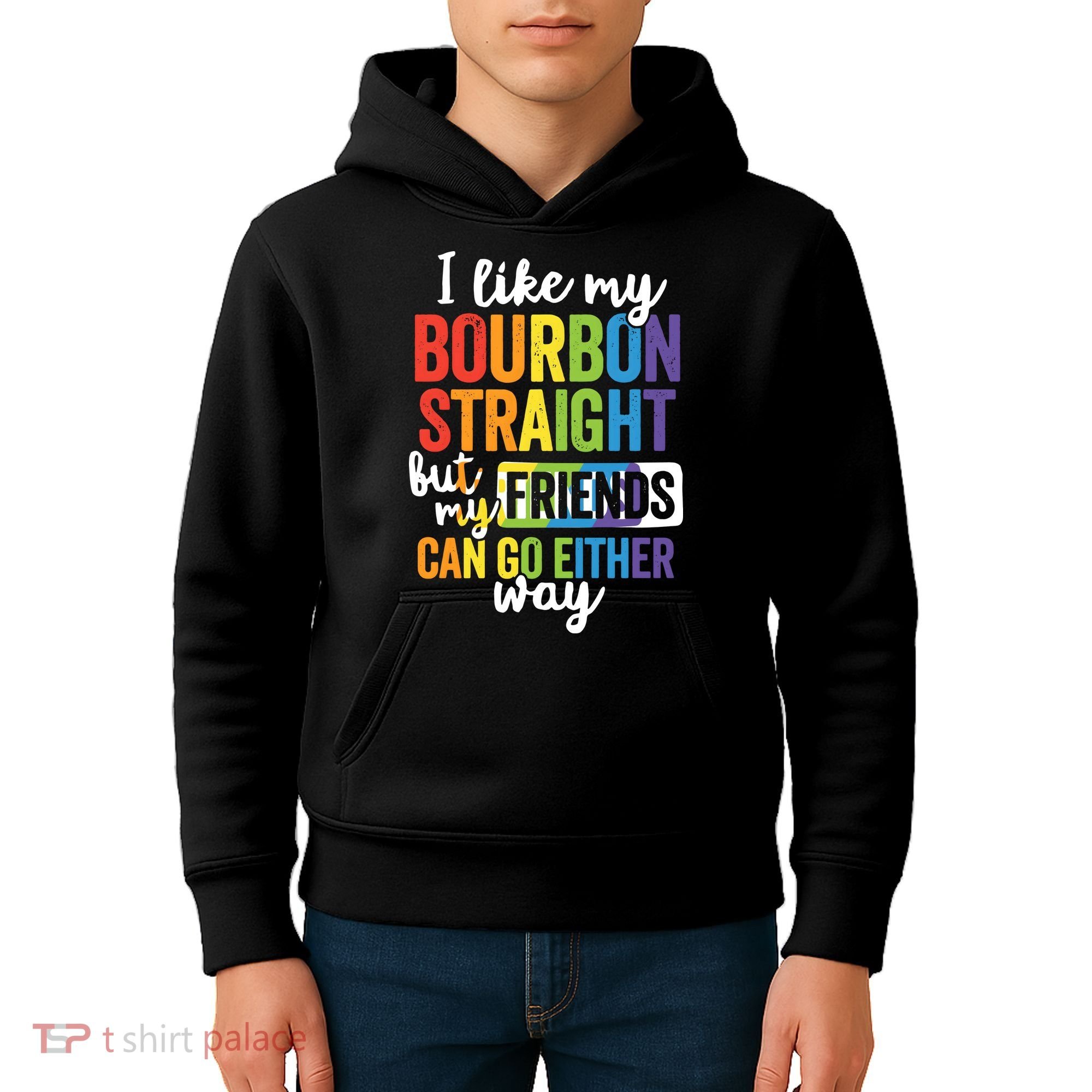Funny Pride LGBT Ally Gift Bourbon Straight Friends Premium Kids Hoodie